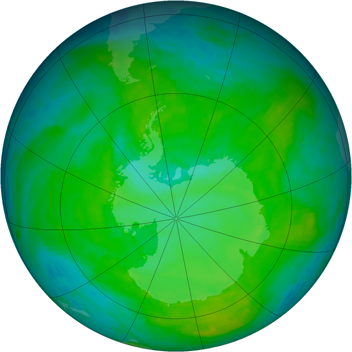 Antarctic ozone map for 04 January 1987